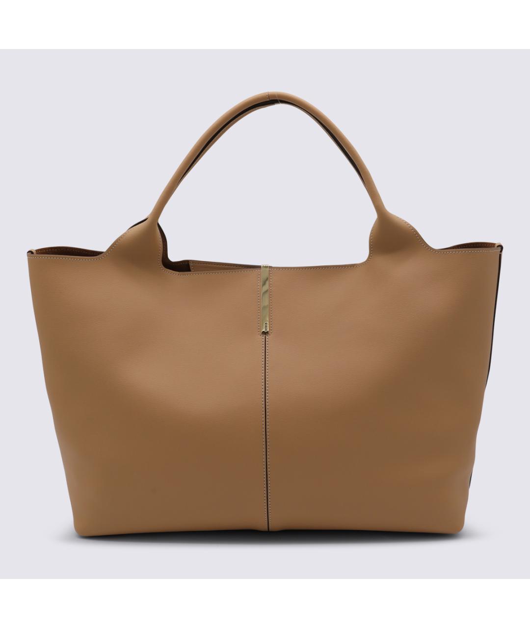 TOD'S Бежевая кожаная сумка тоут, фото 5