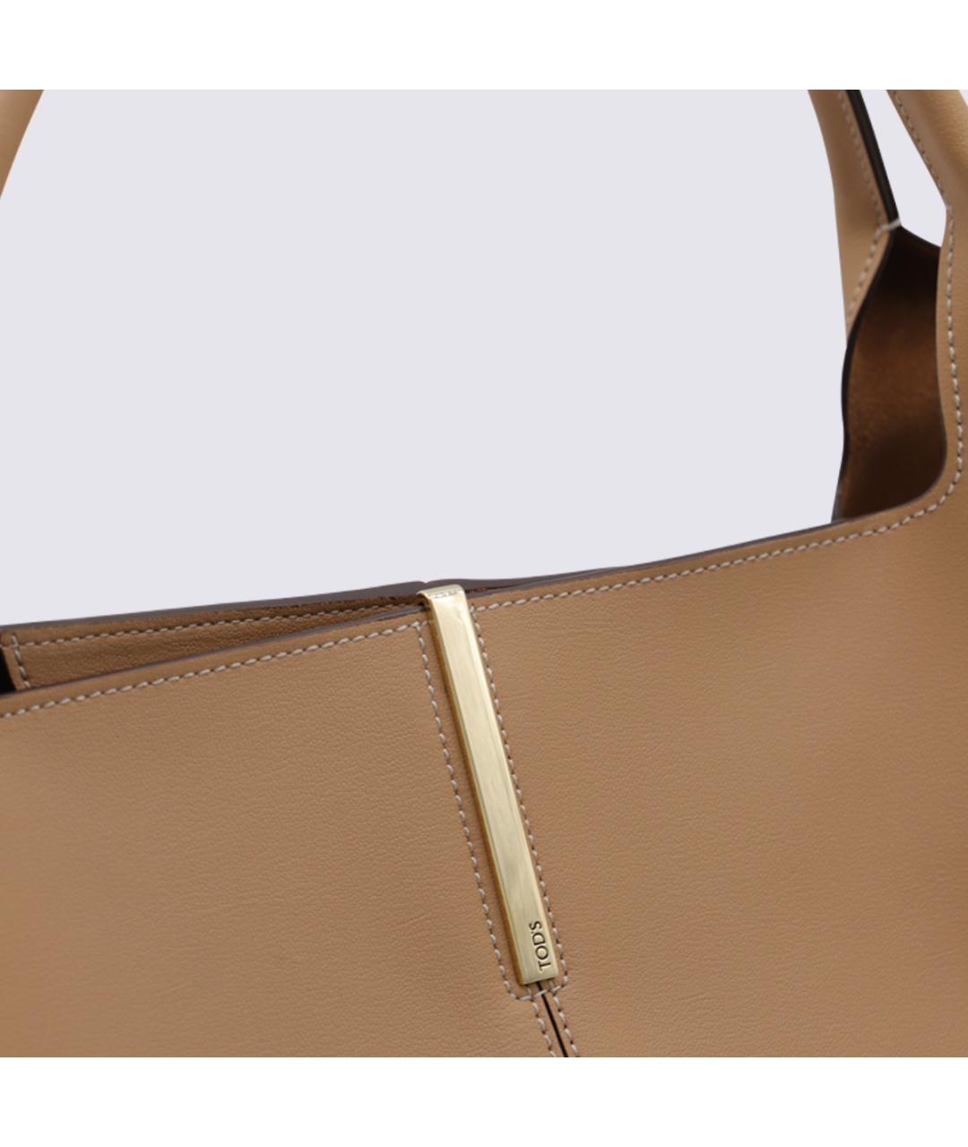 TOD'S Бежевая кожаная сумка тоут, фото 4
