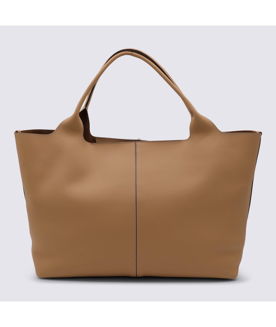 TOD'S Бежевая кожаная сумка тоут, фото 3