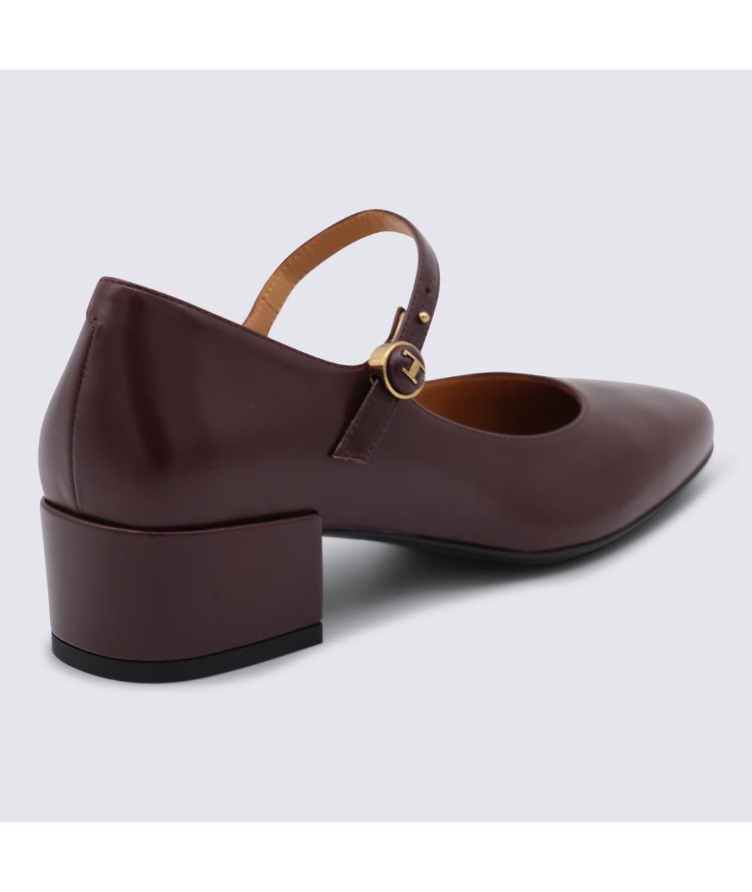 TOD'S Бордовые кожаные туфли, фото 3