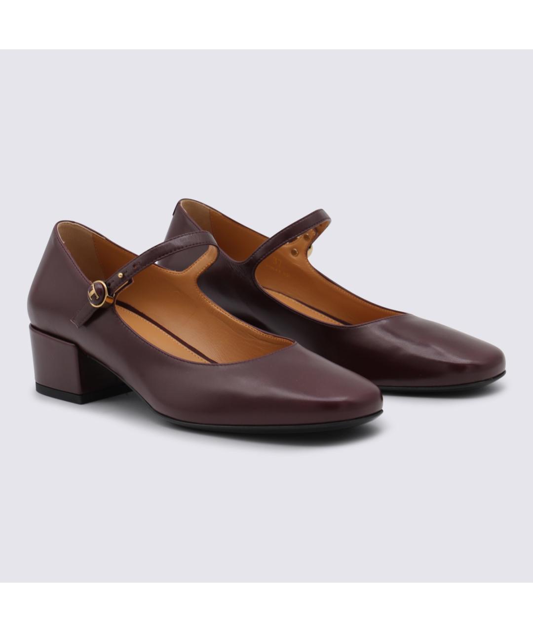 TOD'S Бордовые кожаные туфли, фото 2