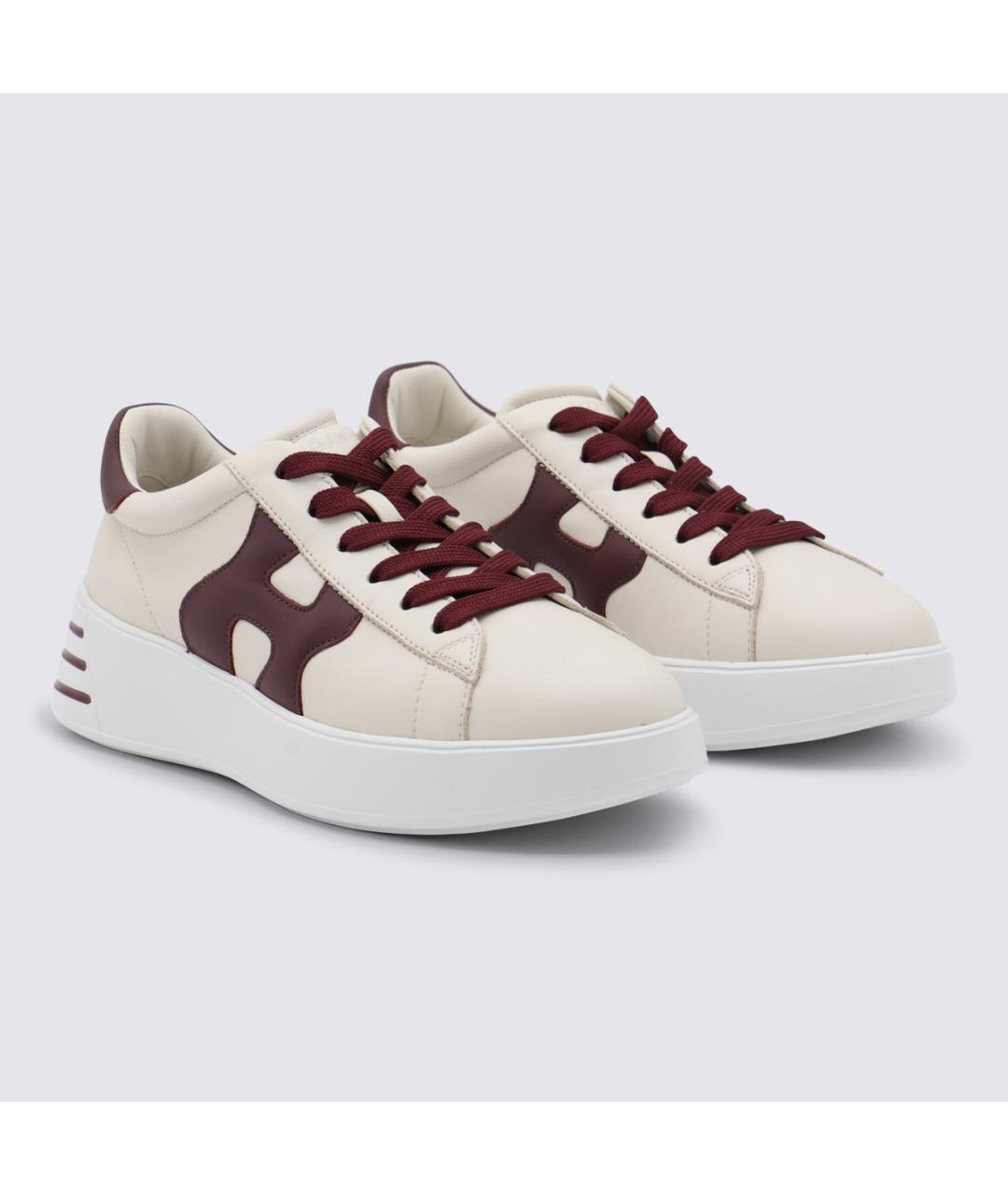 HOGAN Бежевые кожаные кроссовки, фото 2