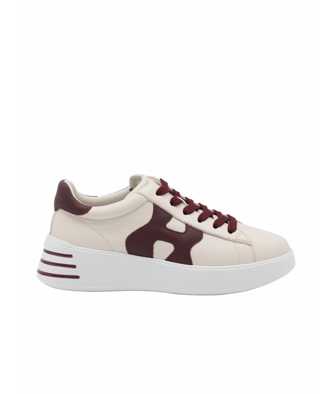 HOGAN Бежевые кожаные кроссовки, фото 1