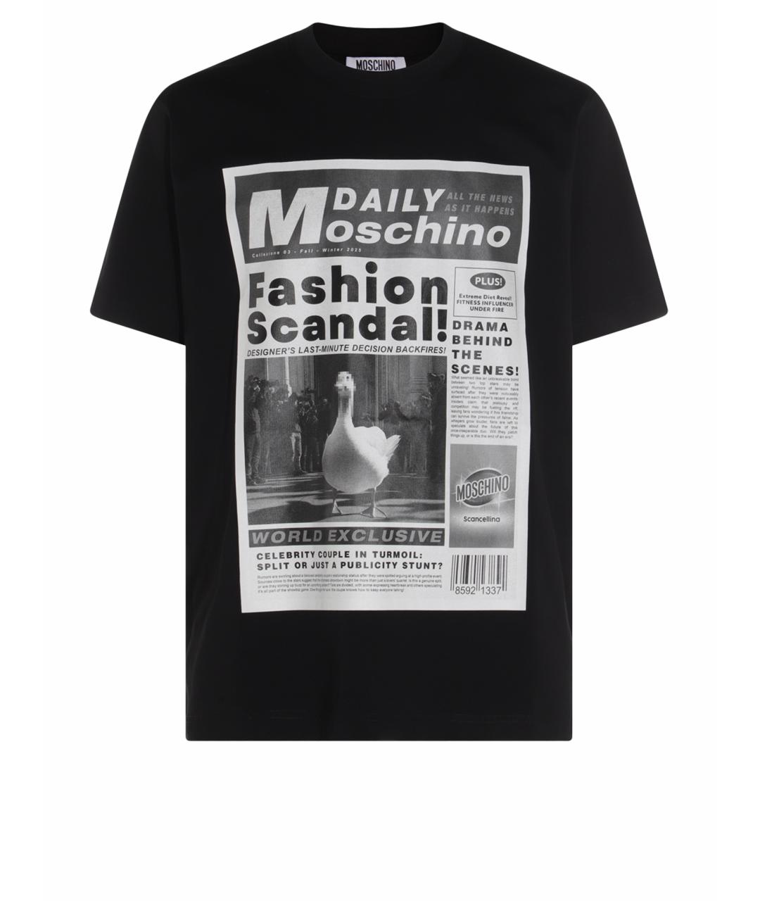 MOSCHINO Черная хлопковая футболка, фото 1