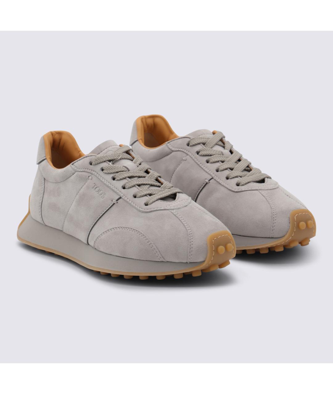 TOD'S Серые кожаные кроссовки, фото 2
