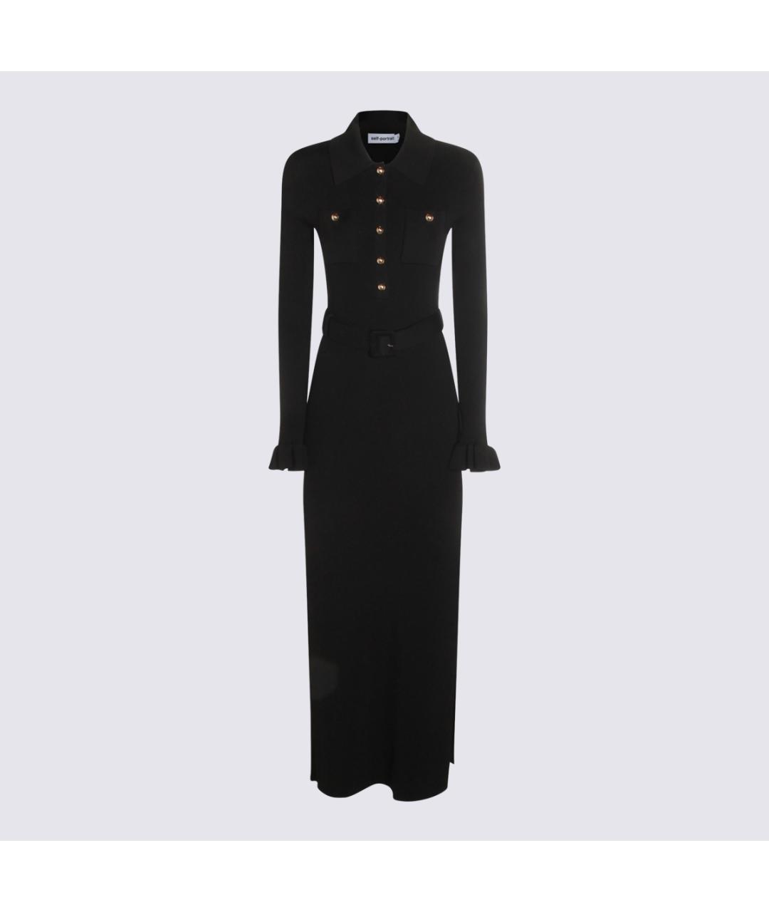 SELF-PORTRAIT Черное вискозное повседневное платье, фото 5
