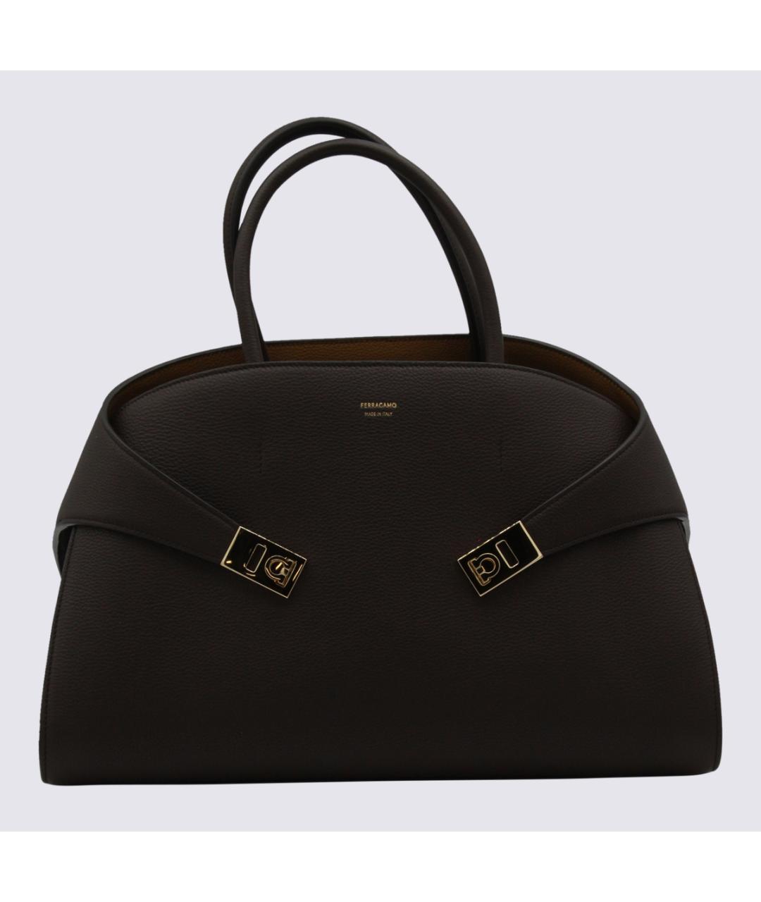 FERRAGAMO Коричневая кожаная сумка тоут, фото 1