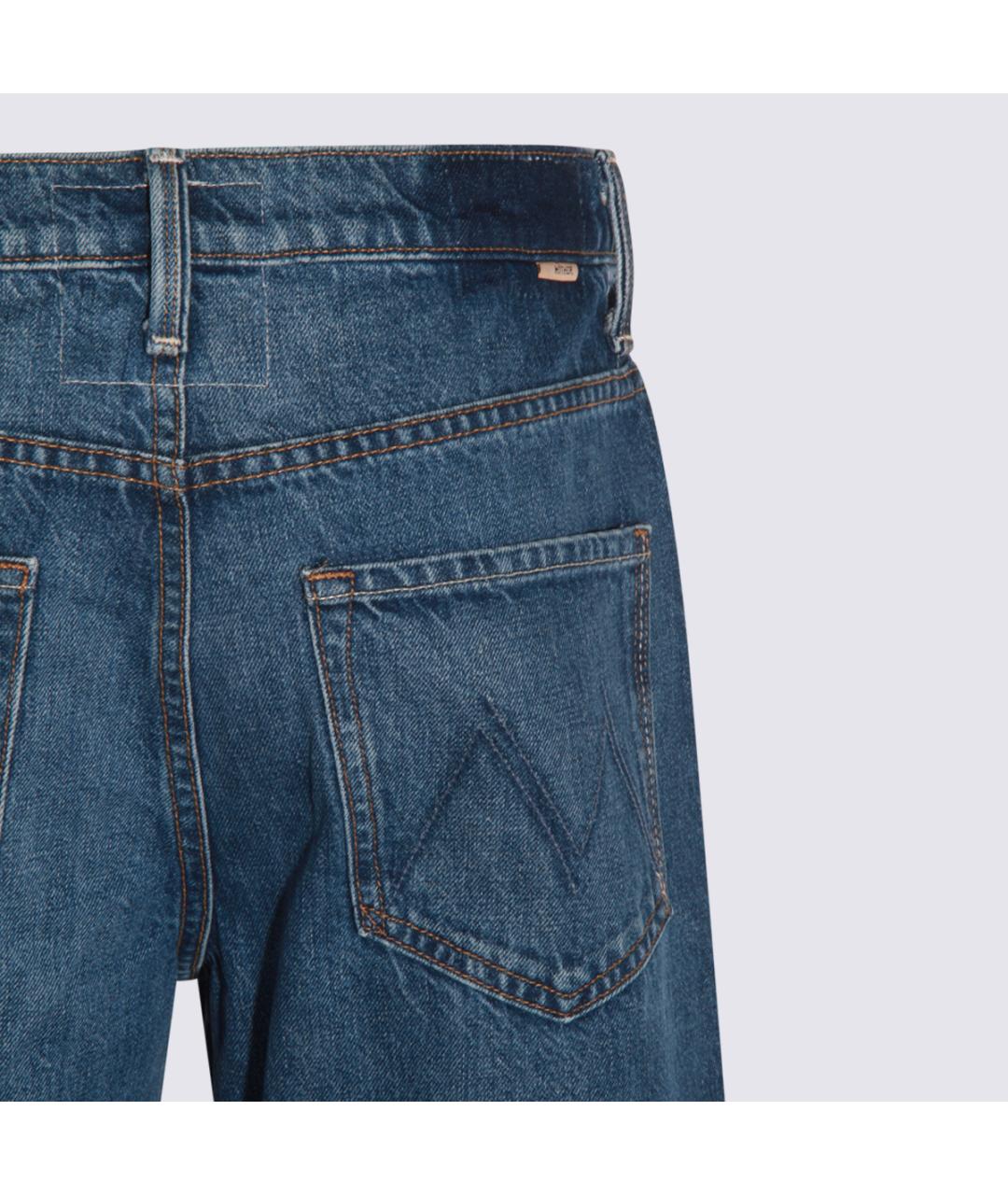 MOTHER Синие хлопковые прямые джинсы, фото 4