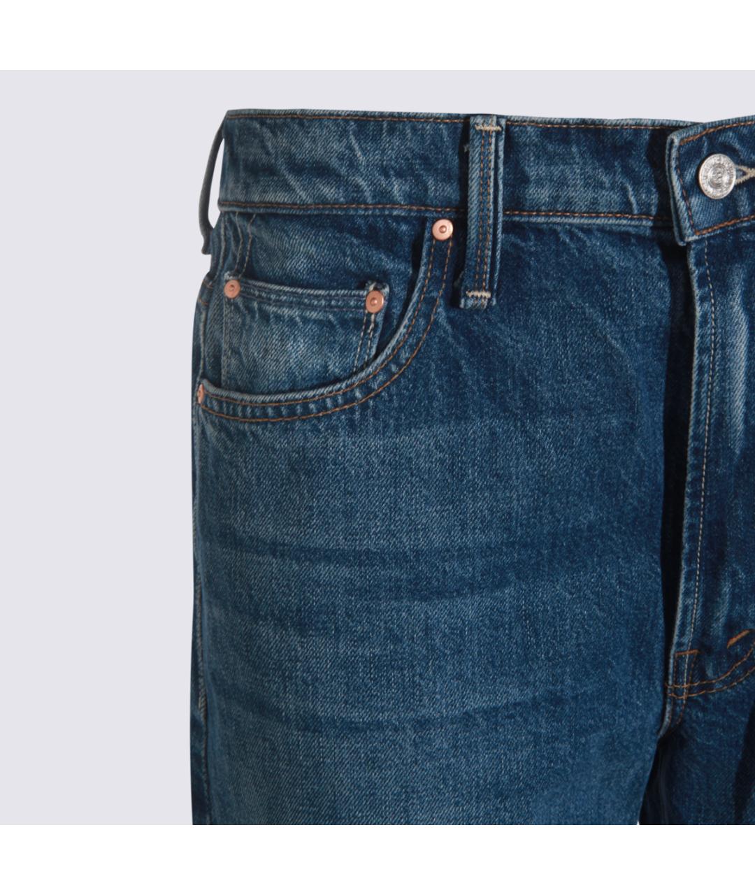 MOTHER Синие хлопковые прямые джинсы, фото 3
