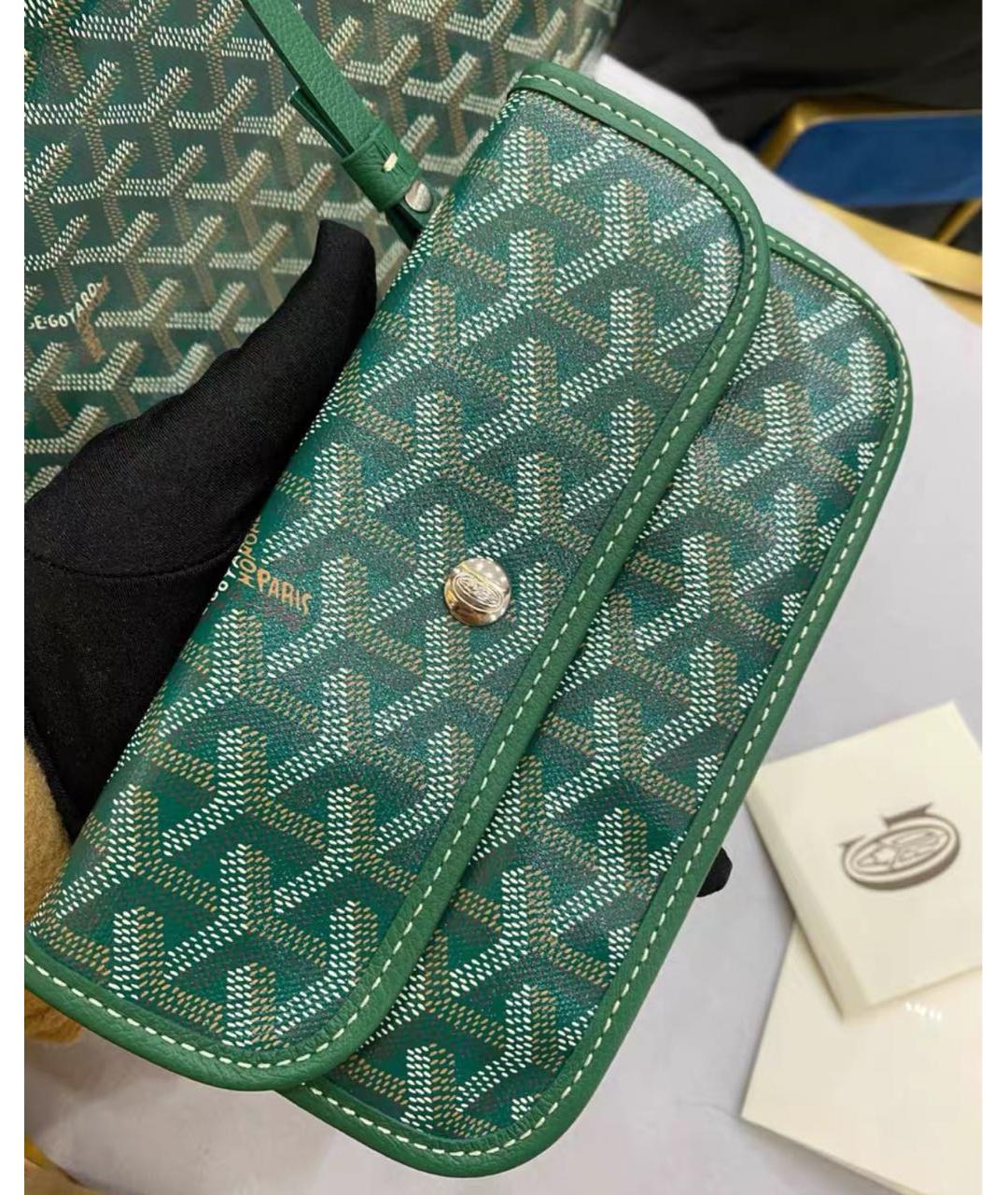 GOYARD Зеленая кожаная сумка тоут, фото 4