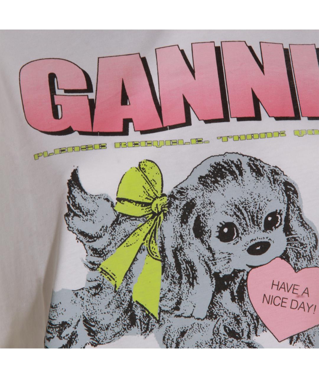 GANNI Белая хлопковая футболка, фото 3