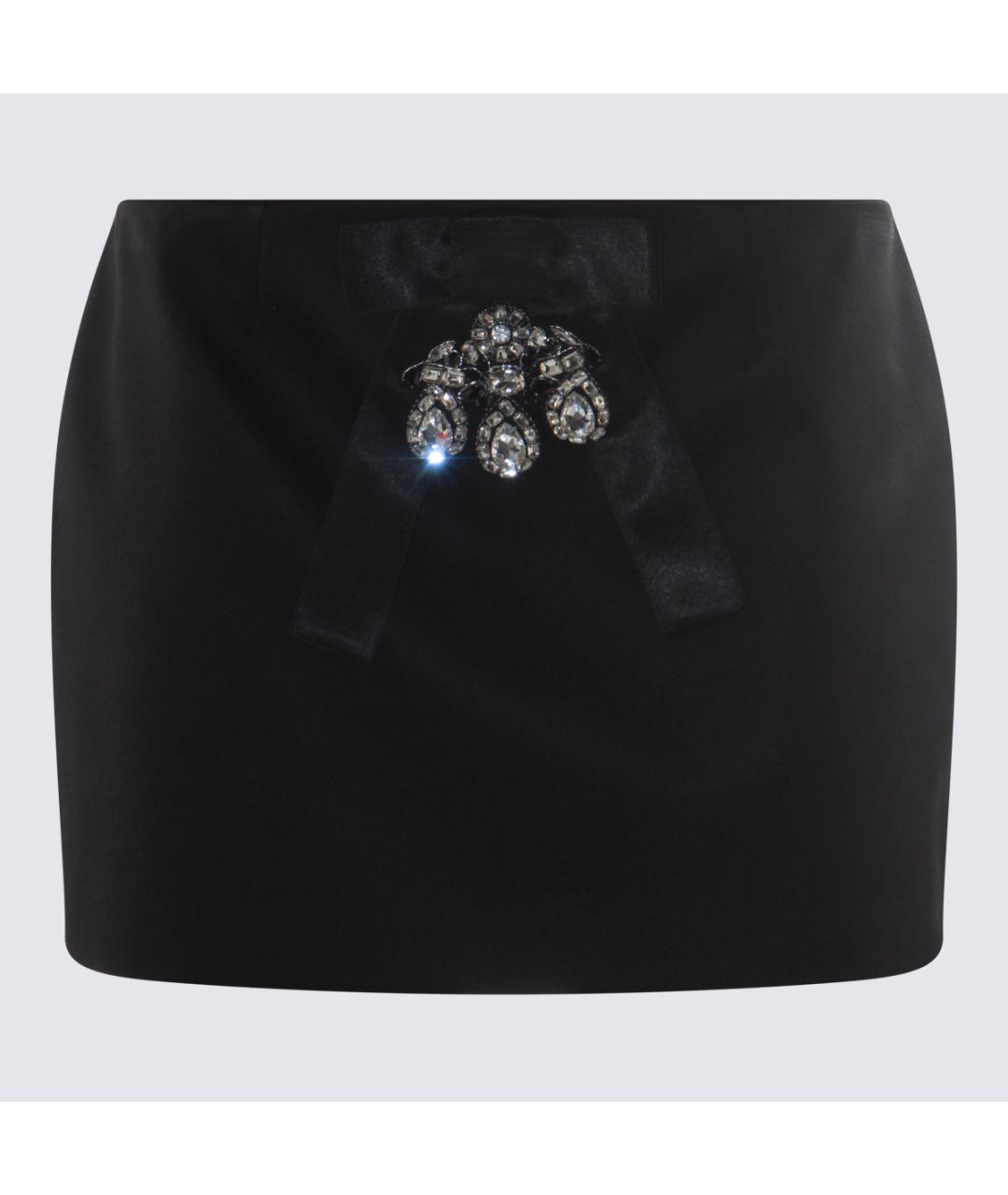 DOLCE&GABBANA Черная шелковая юбка мини, фото 4