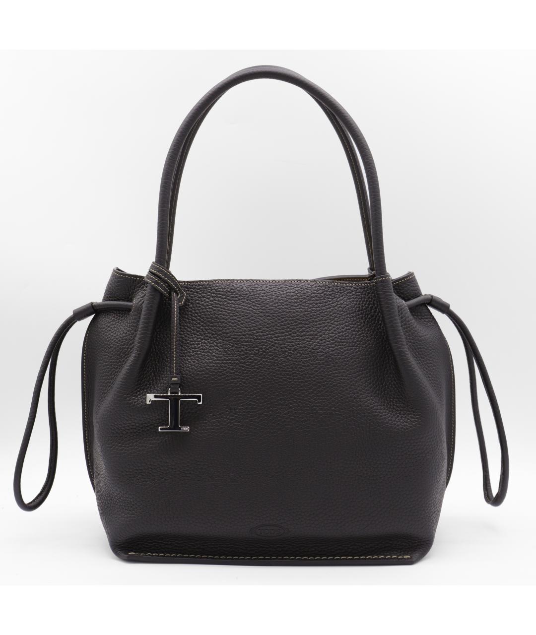 TOD'S Черная кожаная сумка тоут, фото 5