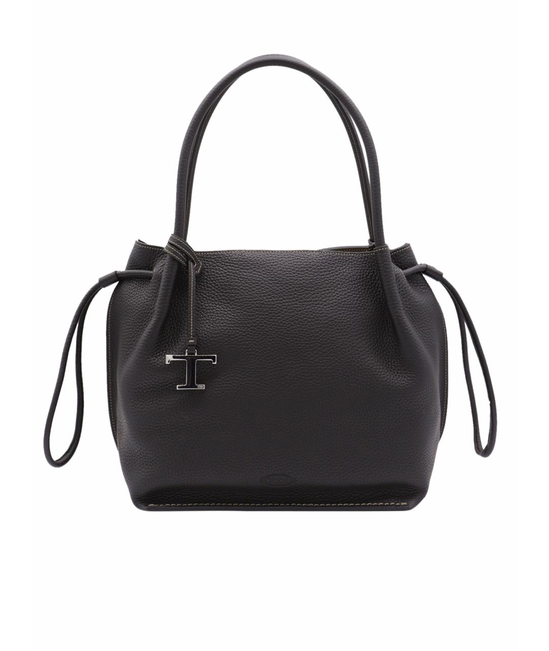 TOD'S Черная кожаная сумка тоут, фото 1