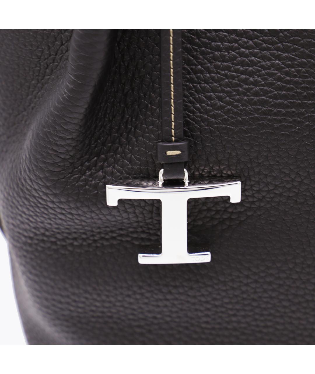 TOD'S Черная кожаная сумка тоут, фото 4