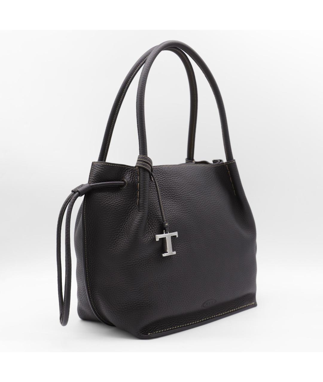 TOD'S Черная кожаная сумка тоут, фото 2