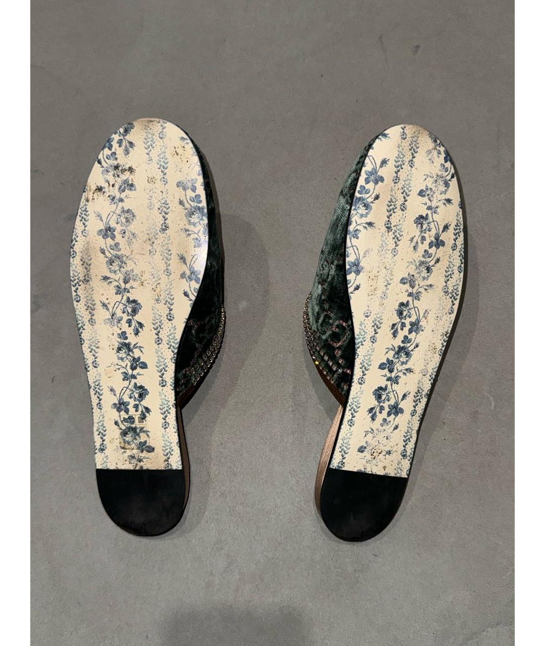 GUCCI Бирюзовые бархатные мюли, фото 5