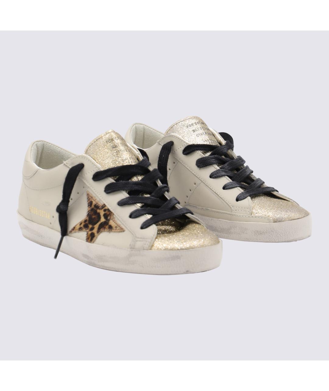 GOLDEN GOOSE DELUXE BRAND Бежевые кожаные кроссовки, фото 2
