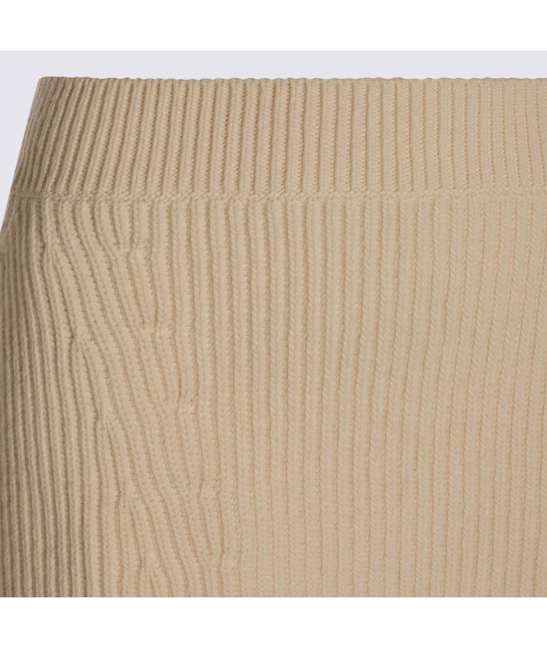 JIL SANDER Бежевая шерстяная юбка мини, фото 3