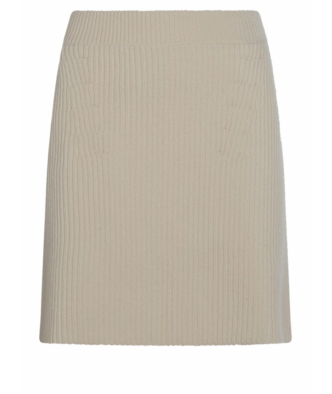 JIL SANDER Бежевая шерстяная юбка мини, фото 1
