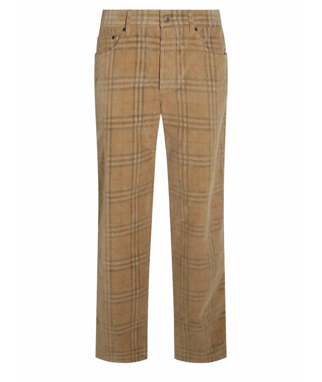 BURBERRY Бежевые хлопковые повседневные брюки, фото 1