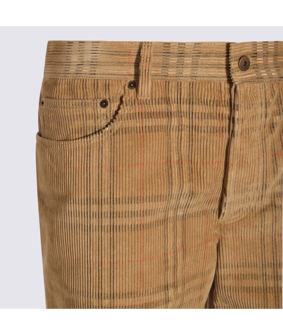 BURBERRY Бежевые хлопковые повседневные брюки, фото 3