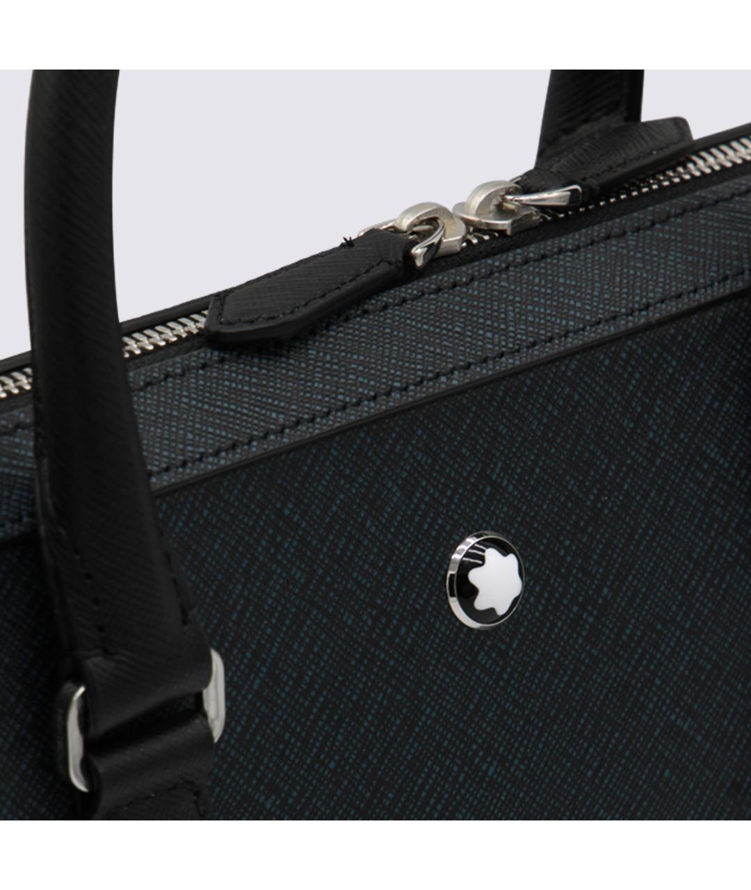 MONTBLANC Синяя кожаная сумка тоут, фото 4