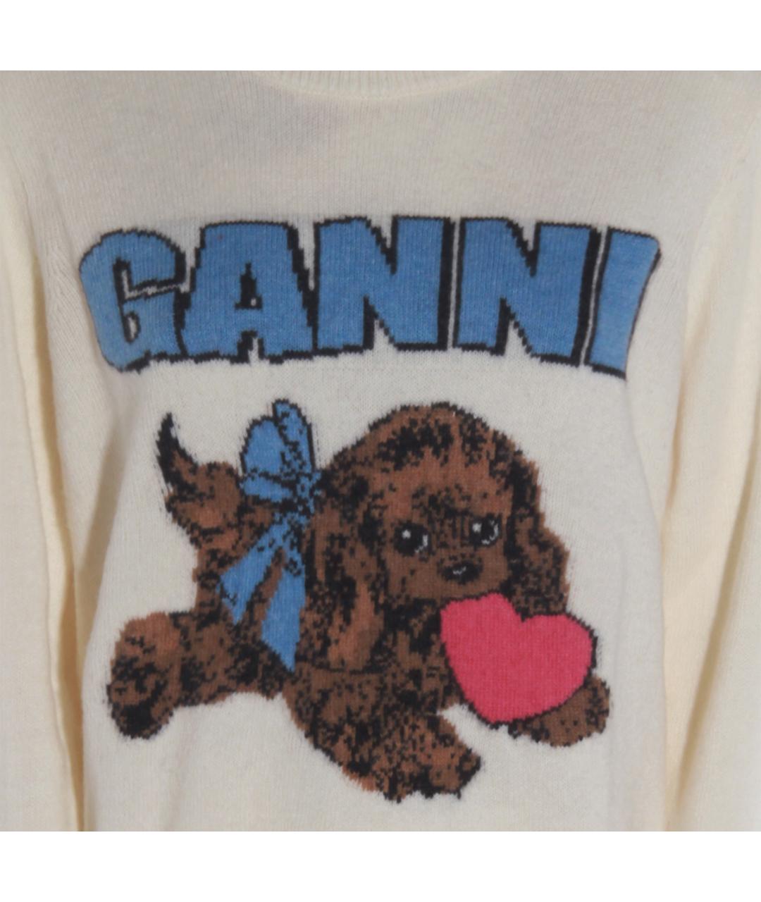 GANNI Бежевый шерстяной джемпер / свитер, фото 3