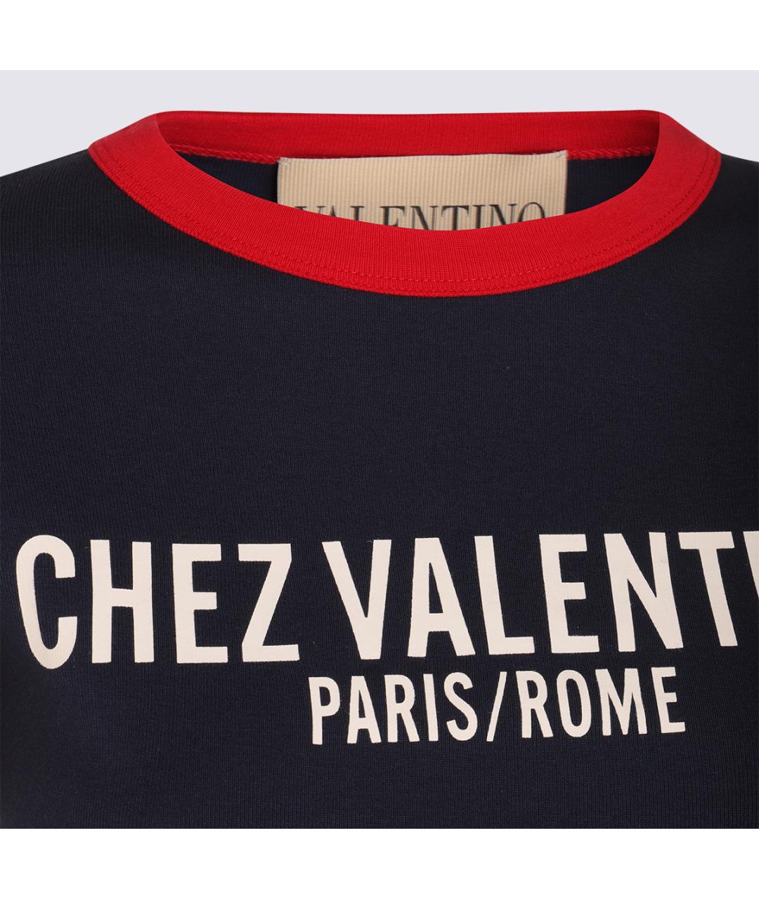 VALENTINO Темно-синяя хлопковая футболка, фото 3
