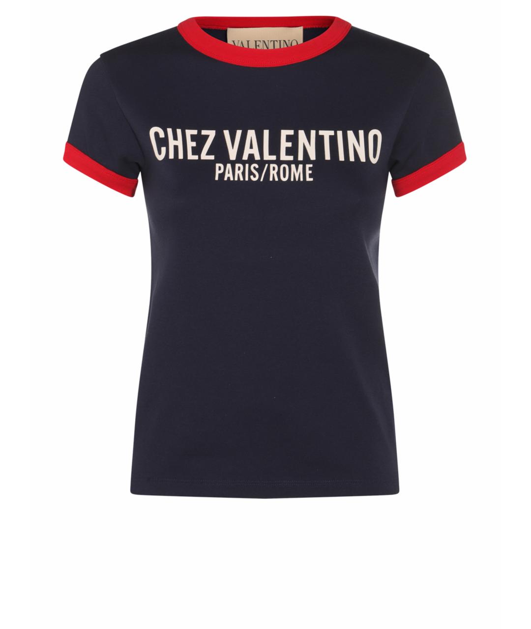 VALENTINO Темно-синяя хлопковая футболка, фото 1