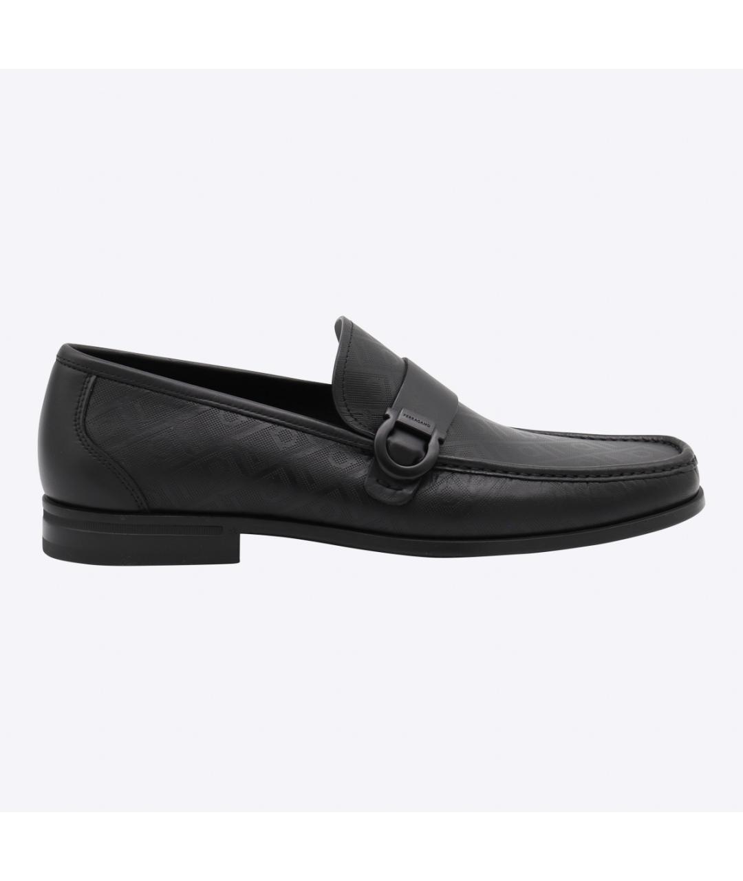 FERRAGAMO Черные кожаные лоферы, фото 5