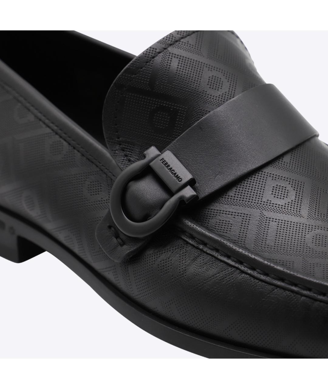 FERRAGAMO Черные кожаные лоферы, фото 4