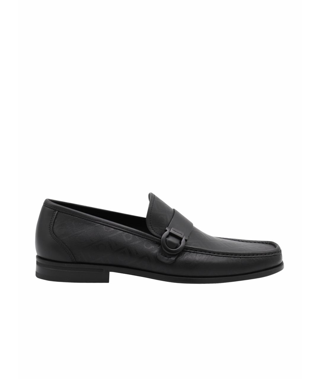 FERRAGAMO Черные кожаные лоферы, фото 1