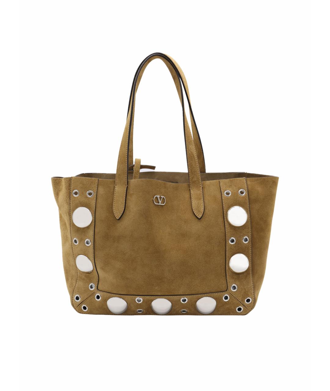 VALENTINO Бежевая замшевая сумка тоут, фото 1