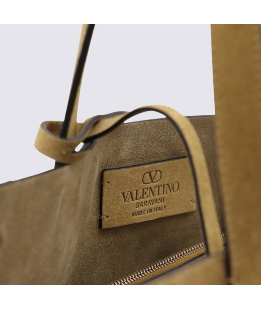 VALENTINO Бежевая замшевая сумка тоут, фото 4