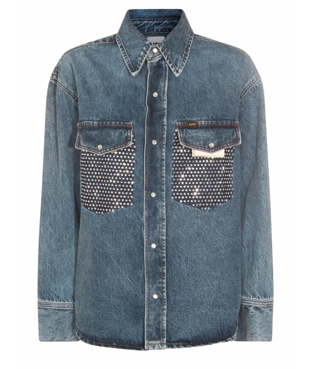 LOIS JEANS Голубая хлопковая рубашка, фото 1