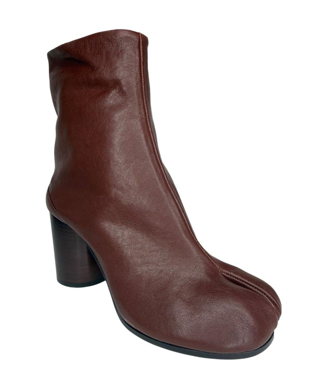 MAISON MARGIELA Коричневые кожаные ботильоны, фото 1