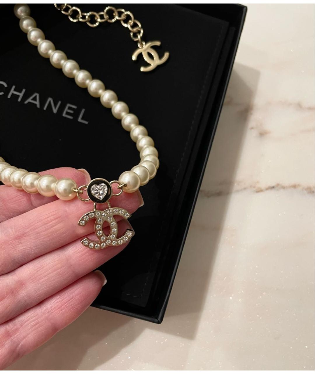 CHANEL Белое жемчужное колье, фото 4