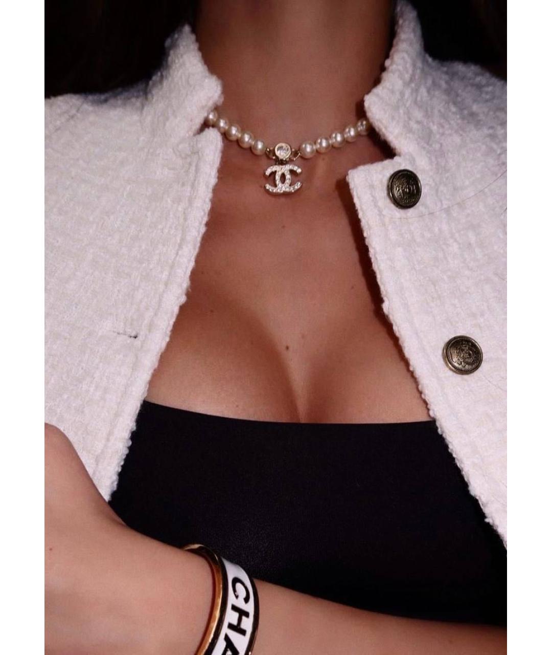 CHANEL Белое жемчужное колье, фото 3