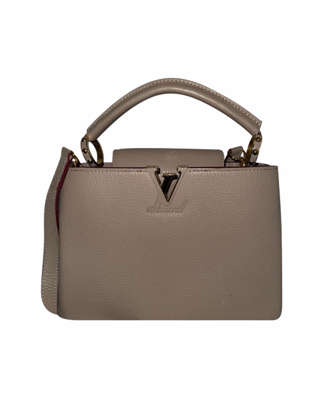 LOUIS VUITTON Бежевая кожаная сумка с короткими ручками, фото 1