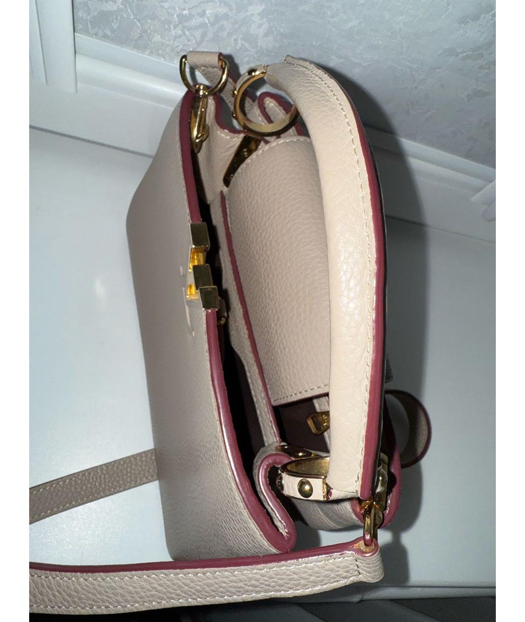 LOUIS VUITTON Бежевая кожаная сумка с короткими ручками, фото 6