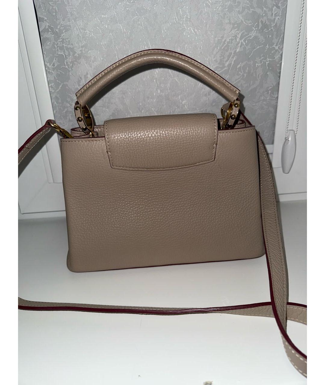LOUIS VUITTON Бежевая кожаная сумка с короткими ручками, фото 3