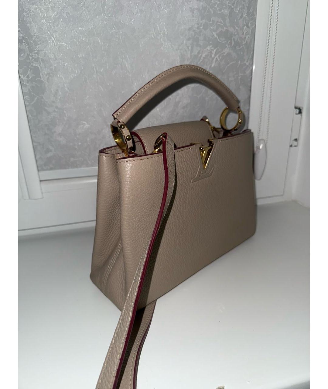 LOUIS VUITTON Бежевая кожаная сумка с короткими ручками, фото 2