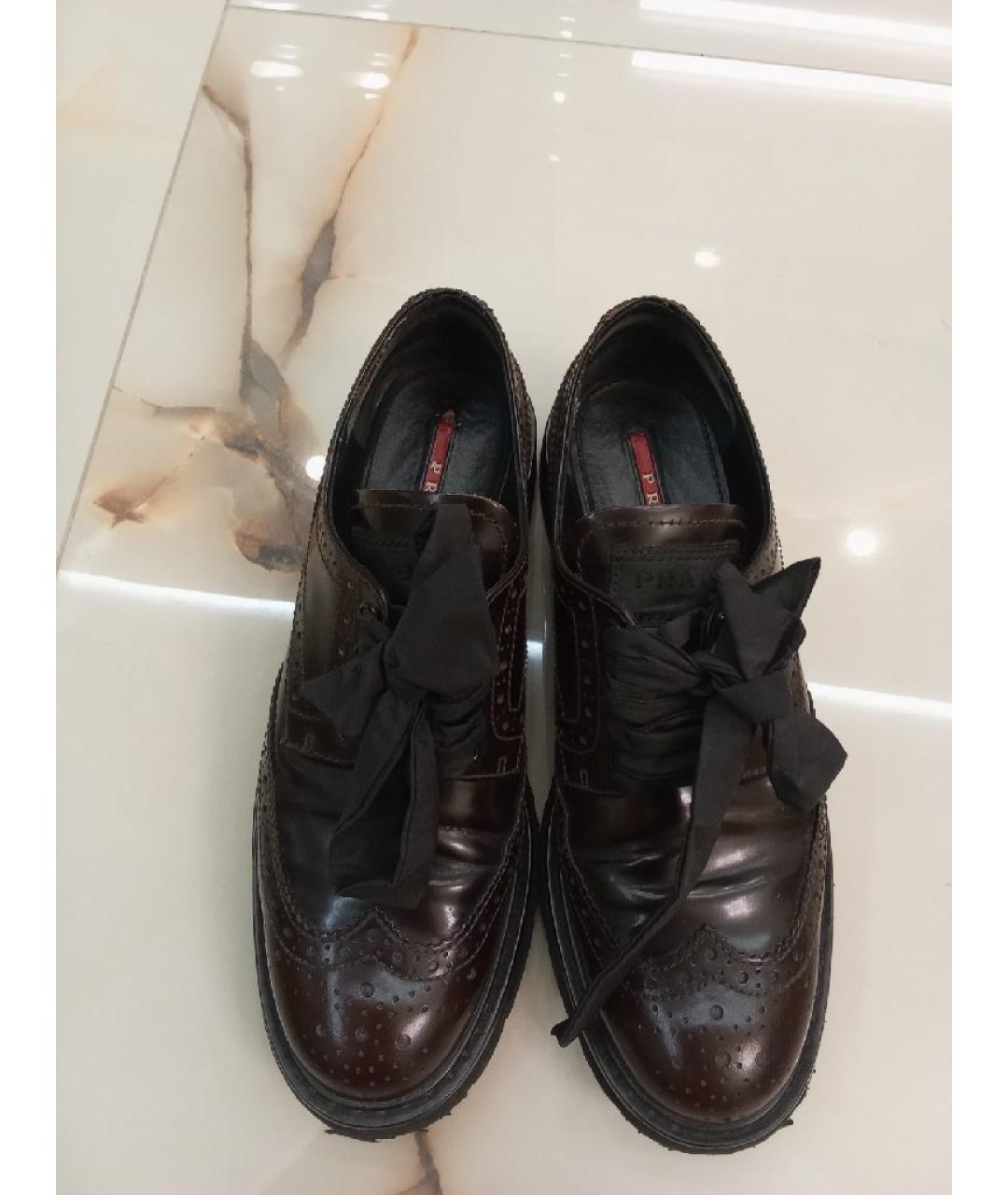 PRADA Коричневые кожаные брогги и оксфорды, фото 2