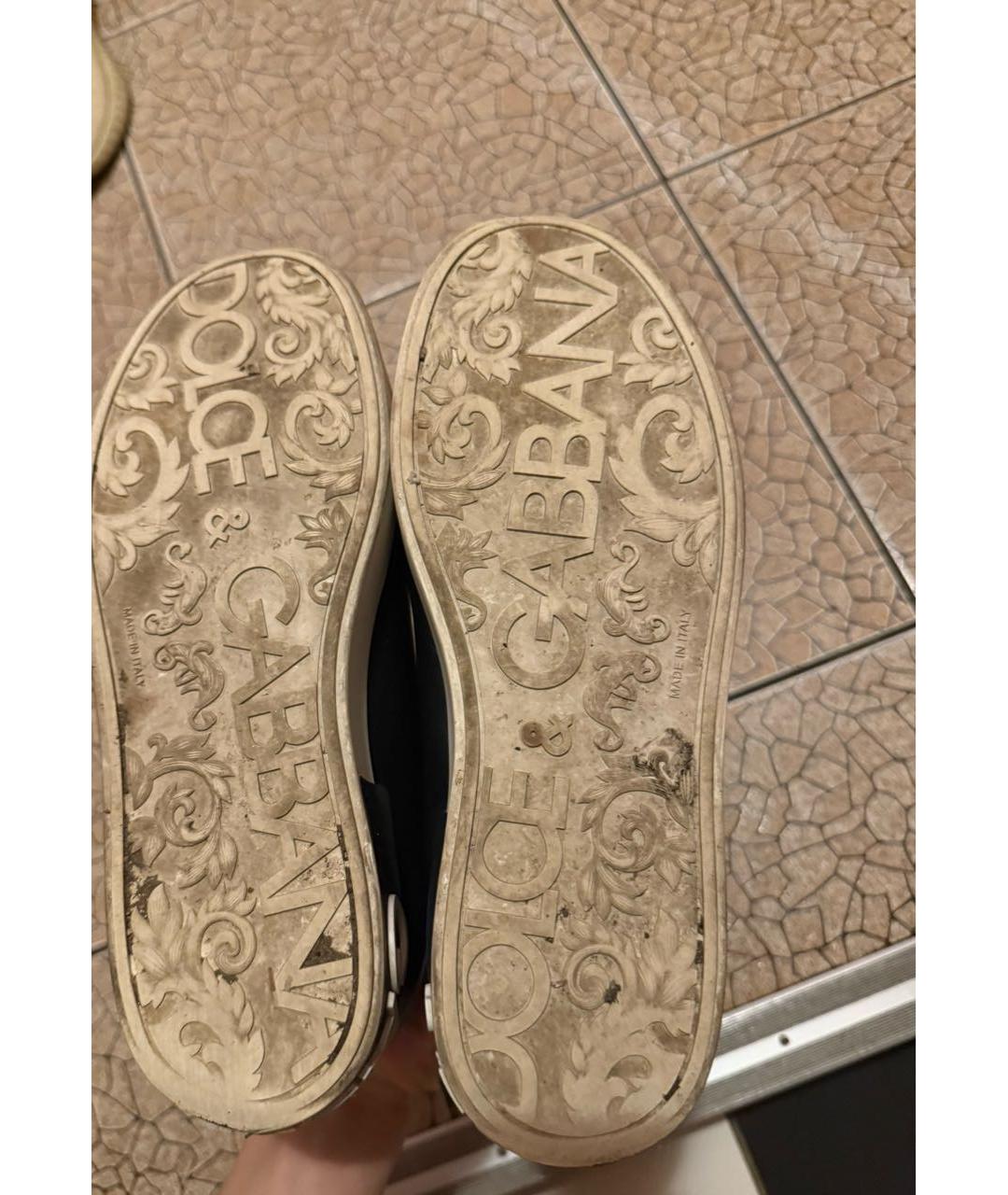 DOLCE&GABBANA Черные кожаные кеды, фото 5