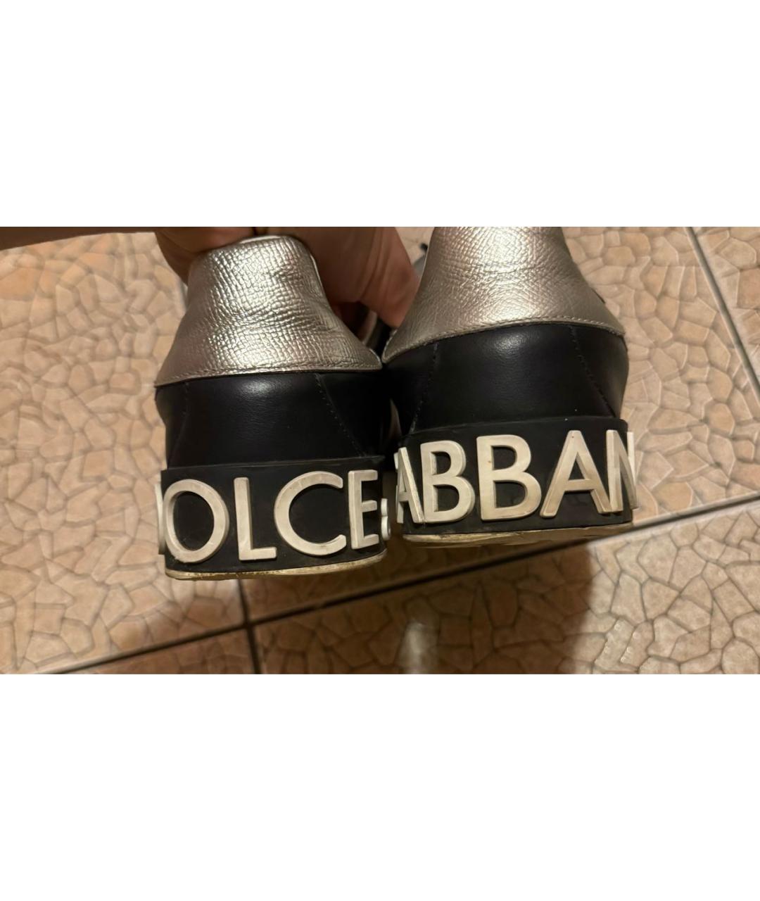 DOLCE&GABBANA Черные кожаные кеды, фото 4
