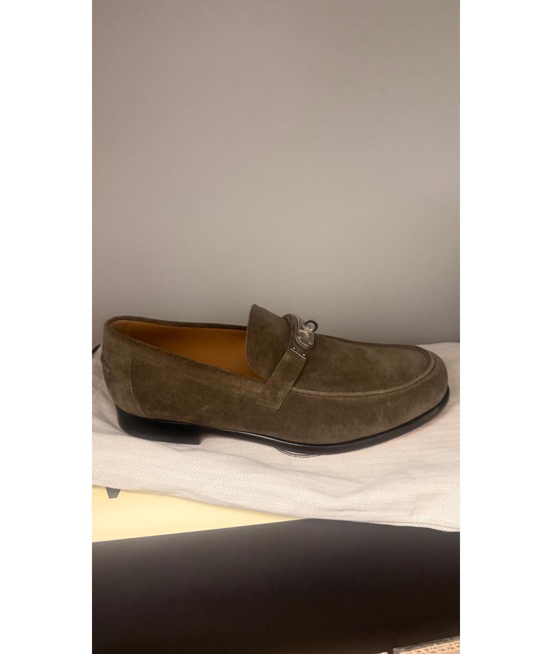 HERMES Коричневые замшевые лоферы, фото 10
