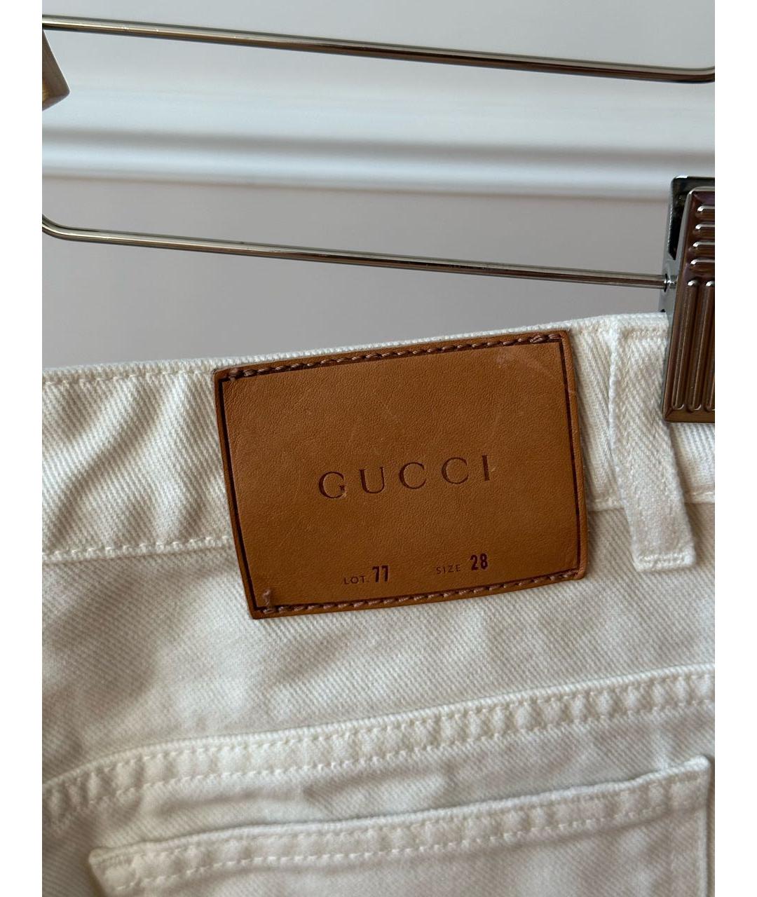 GUCCI Белые хлопковые прямые джинсы, фото 3