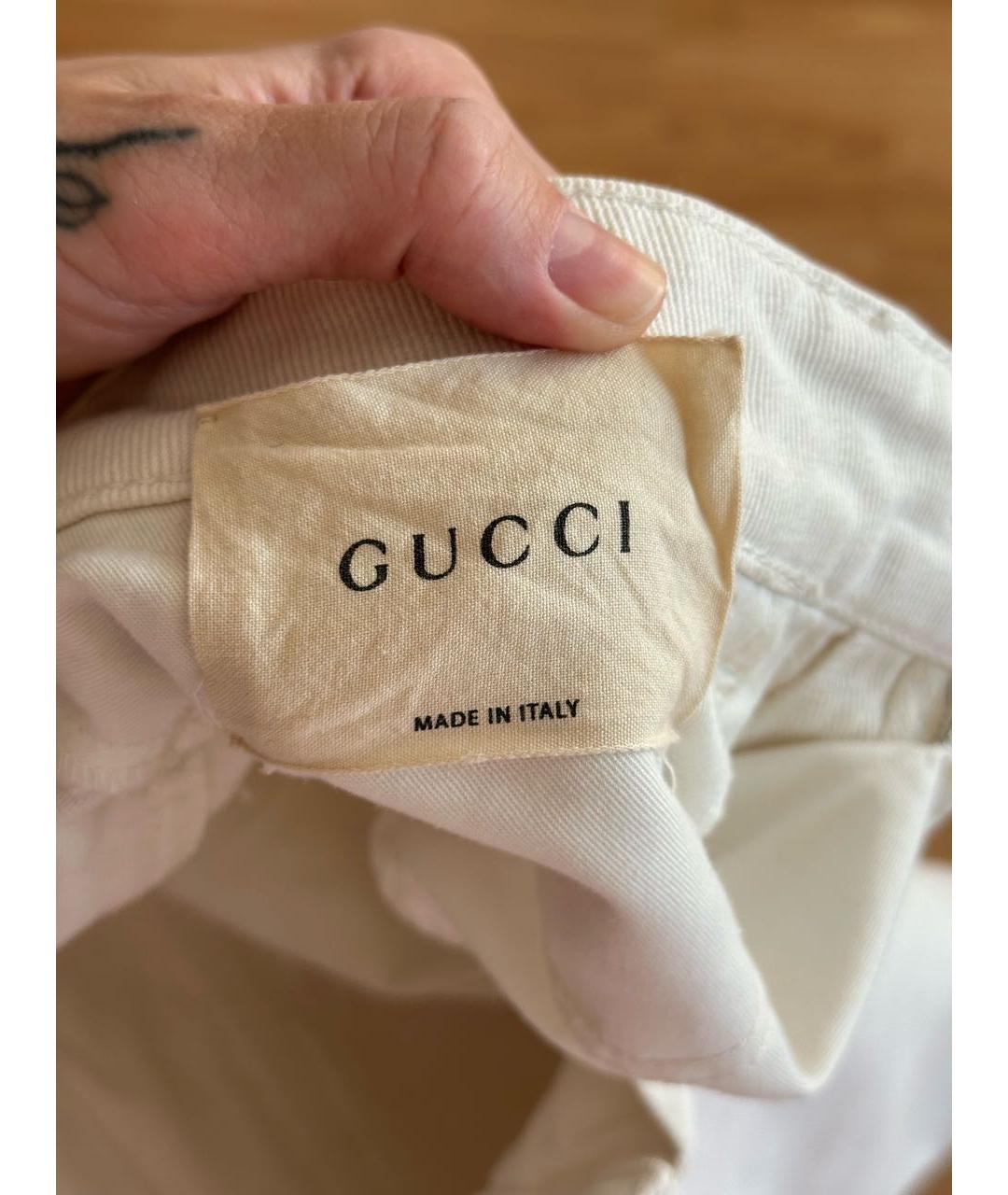 GUCCI Белые хлопковые прямые джинсы, фото 4