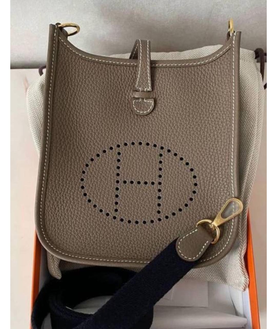 HERMES Бежевая кожаная сумка через плечо, фото 2